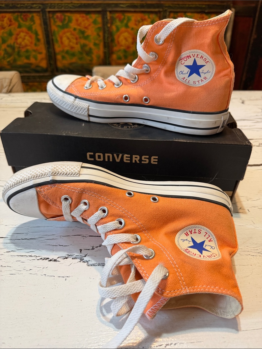Converse Orange High Top Chuck Taylor Sneakers